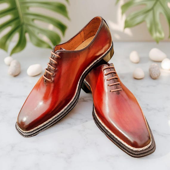 Handmade Norwegian Welted Brown Leather Shoes, Men's Formal Dress Shoes