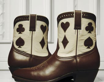 Bottes de cowboy Texas en cuir marron pour hommes, garçons et garçons