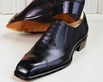 Handmade Italian Leather Brogue Shoes: Wingtip Oxford Dress Shoes