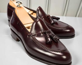 Handgefertigte braune Leder Quaste Loafers Herren formelle Slip-On-Schuhe