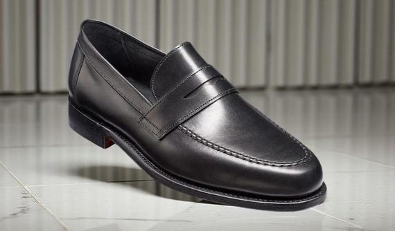 Handmade Black Leather Penny Loafers for Men Classic Slip-On Dress Shoes