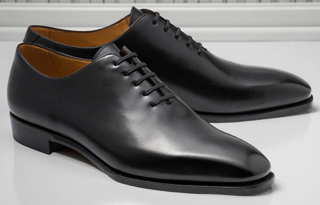 Men’s Handmade Black Leather Oxford Shoes Classic Lace-up Dress Shoes ...