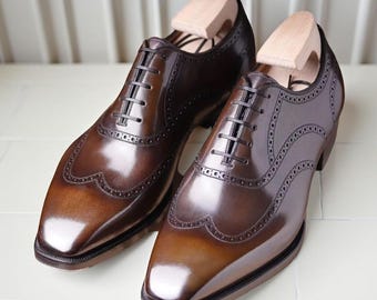 Scarpe eleganti brogue in pelle italiana: calzature da sposa formali fatte a mano