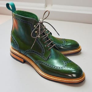 Handmade Leather Lace-Up brogues Long Boots | Men’s Tall Dress Boots | Luxury Formal Boots | Custom Leather designer Footwear