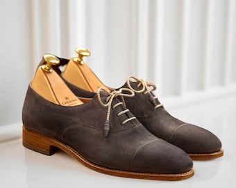 Handgefertigte Wildleder Cap Toe Oxford Schuhe: Formelle Hochzeitsschuhe