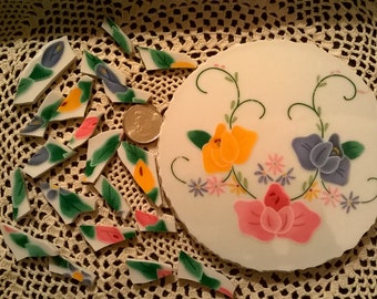 Floral China Mosaic Focal With Broken China Tiles