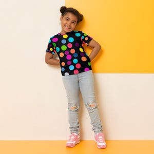 POLKA DOT SHIRT, Kids Tee, All Over Dot Print Toddler T-Shirt, Cute Toddler Dot Polk Summer Vibes Cotton T-Shirt For Kids, Gift For Kids