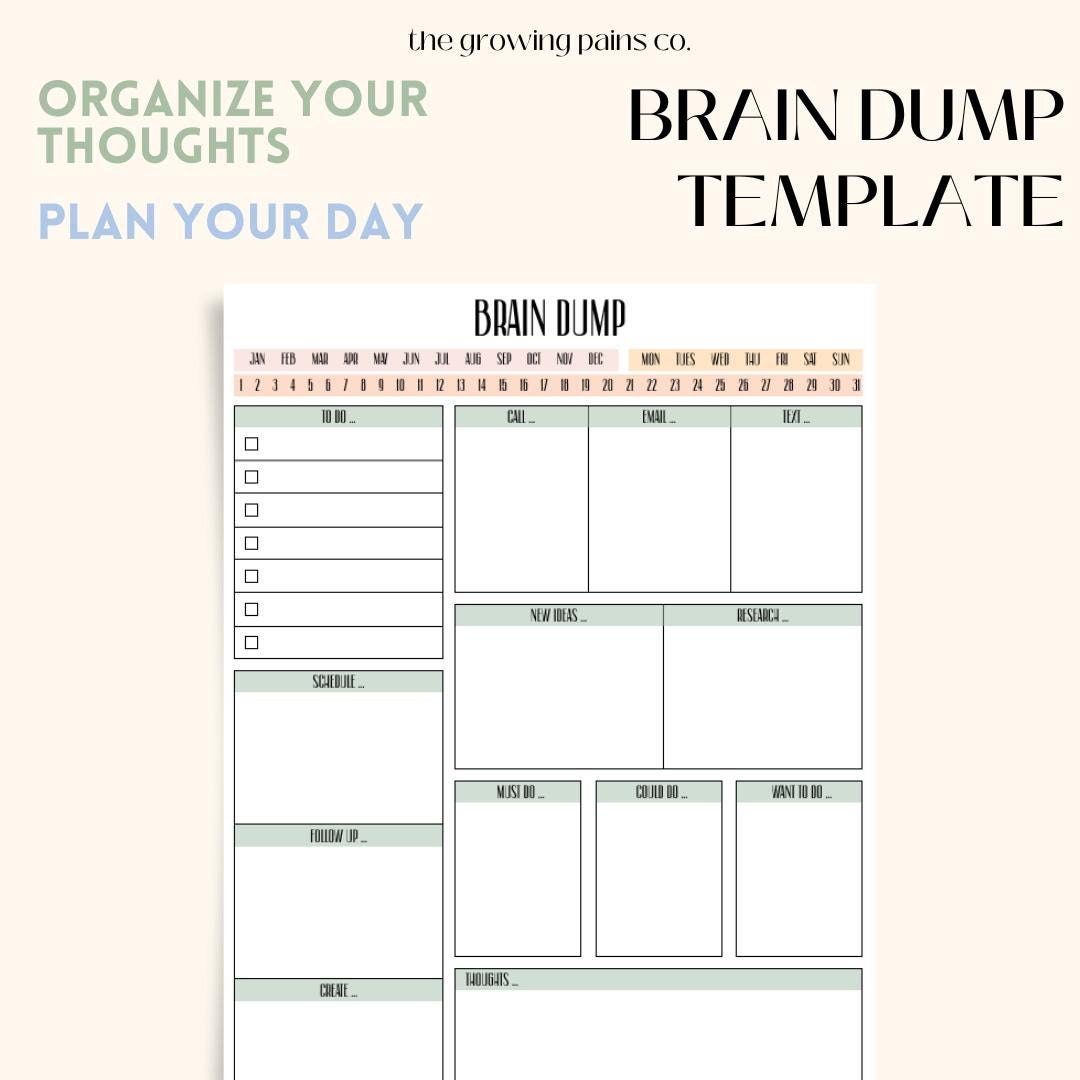 Brain Dump ADHD Printable Task List Template - Etsy