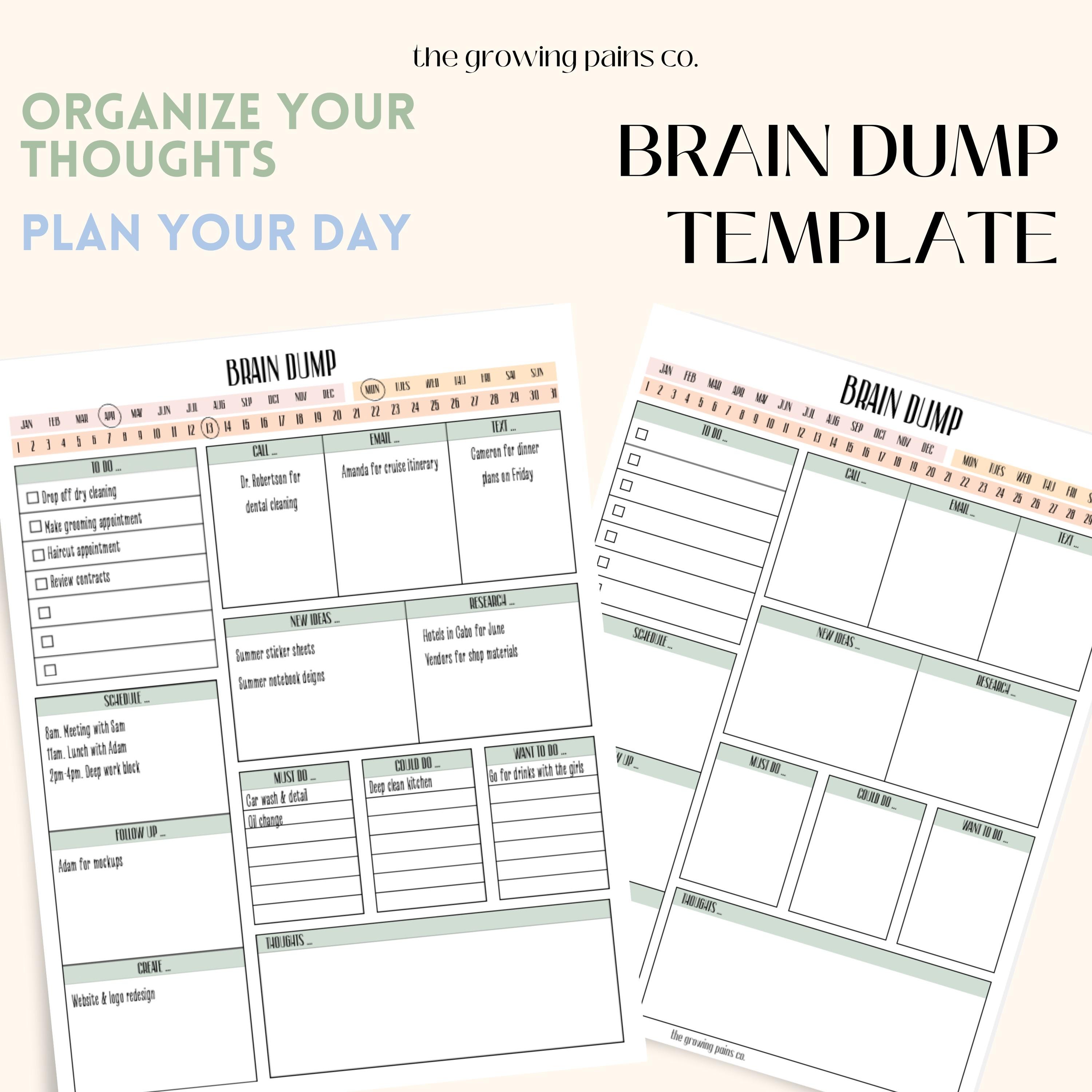 Brain Dump ADHD Printable Task List Template - Etsy