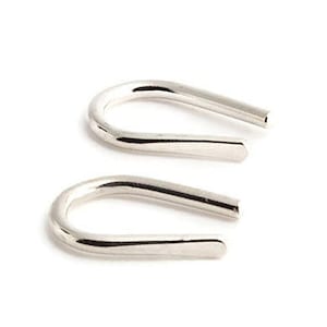 Sterling Silver Horseshoe Arc Drop Dangle Huggie Hoop Piercing Hammered Line Earrings Wishbone THICK SS-12 X 1.2MM