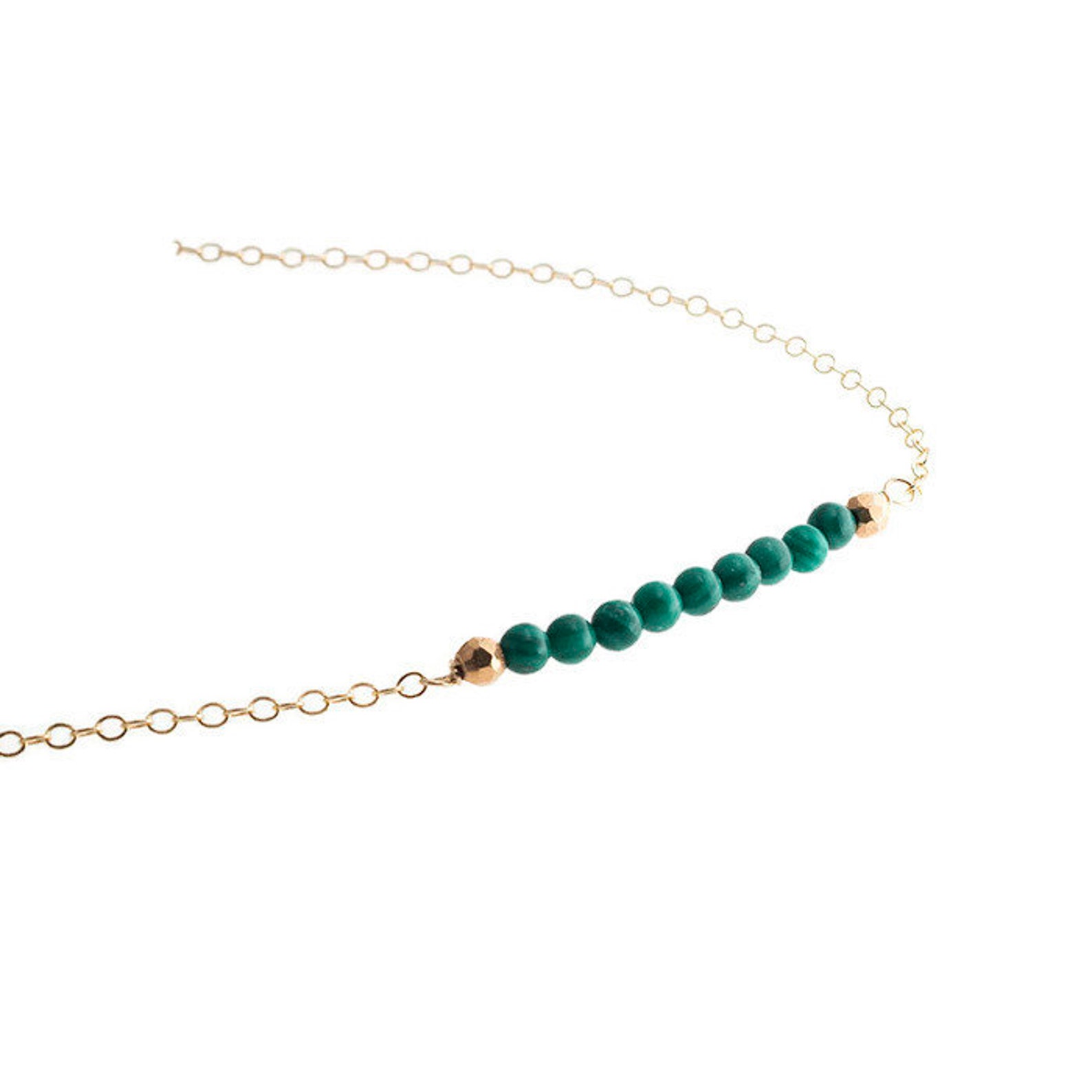 •PETITE BAR• malachite + silver necklace (16