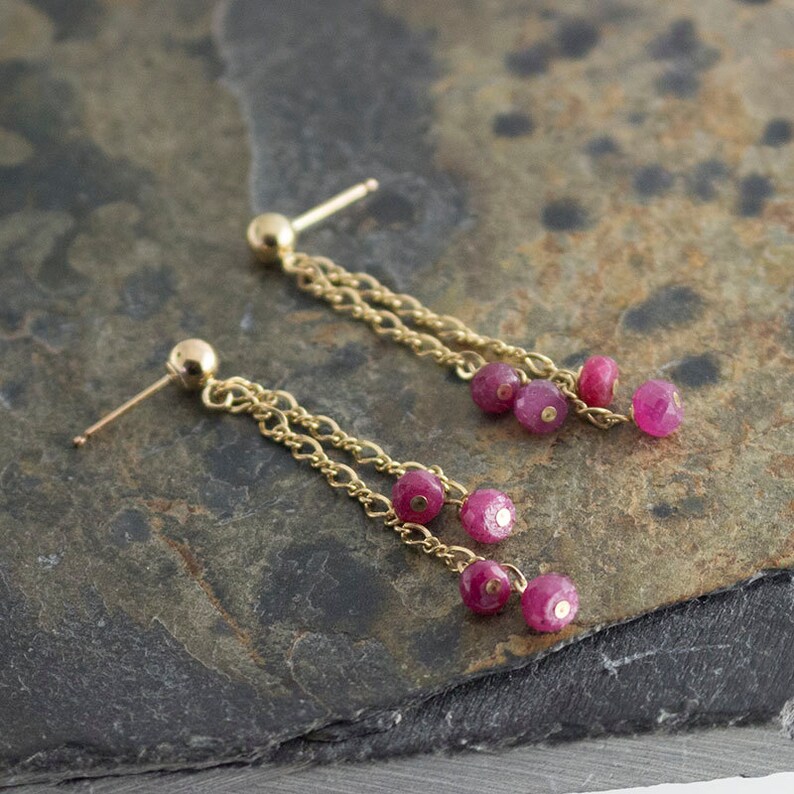 Red Ruby Earrings Gold Studs Handmade Earrings Drop - Etsy Ireland