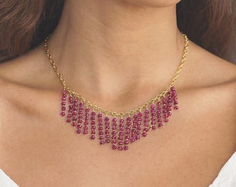 Delicate Ruby Necklace – 14K Gold Filled, July Birthstone
