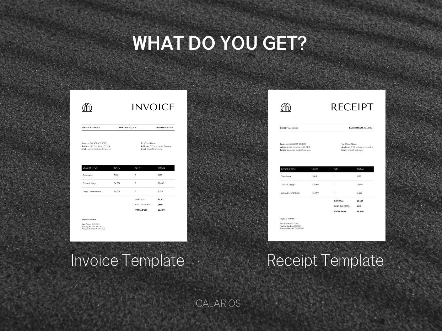 Interior Design Invoice and Receipt Templates, Client Invoicing for ...