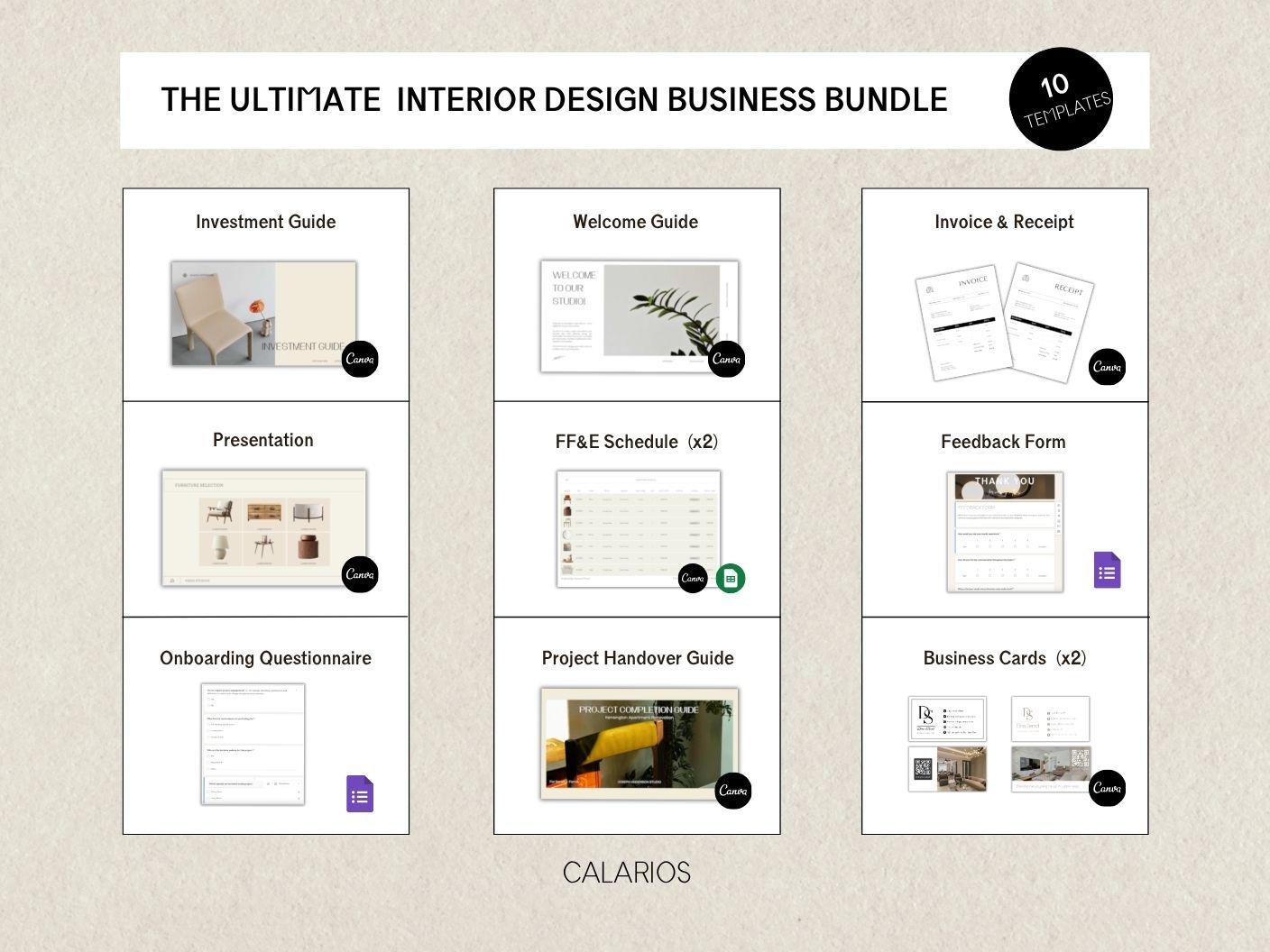Interior Design Bundle | Interior Design Templates Pack | FF&E Schedule ...