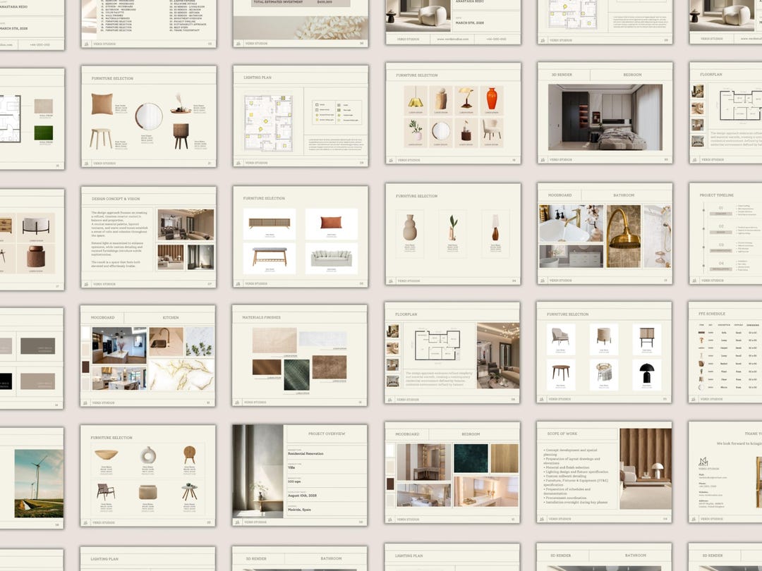 Interior Design Presentation Template for Project Proposals and Client ...