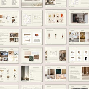 Plantilla de presentación de diseño de interiores para propuestas de proyectos y presentaciones a clientes, paquete para diseñadores de interiores