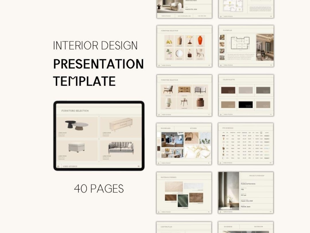 Interior Design Presentation Template for Project Proposals and Client ...