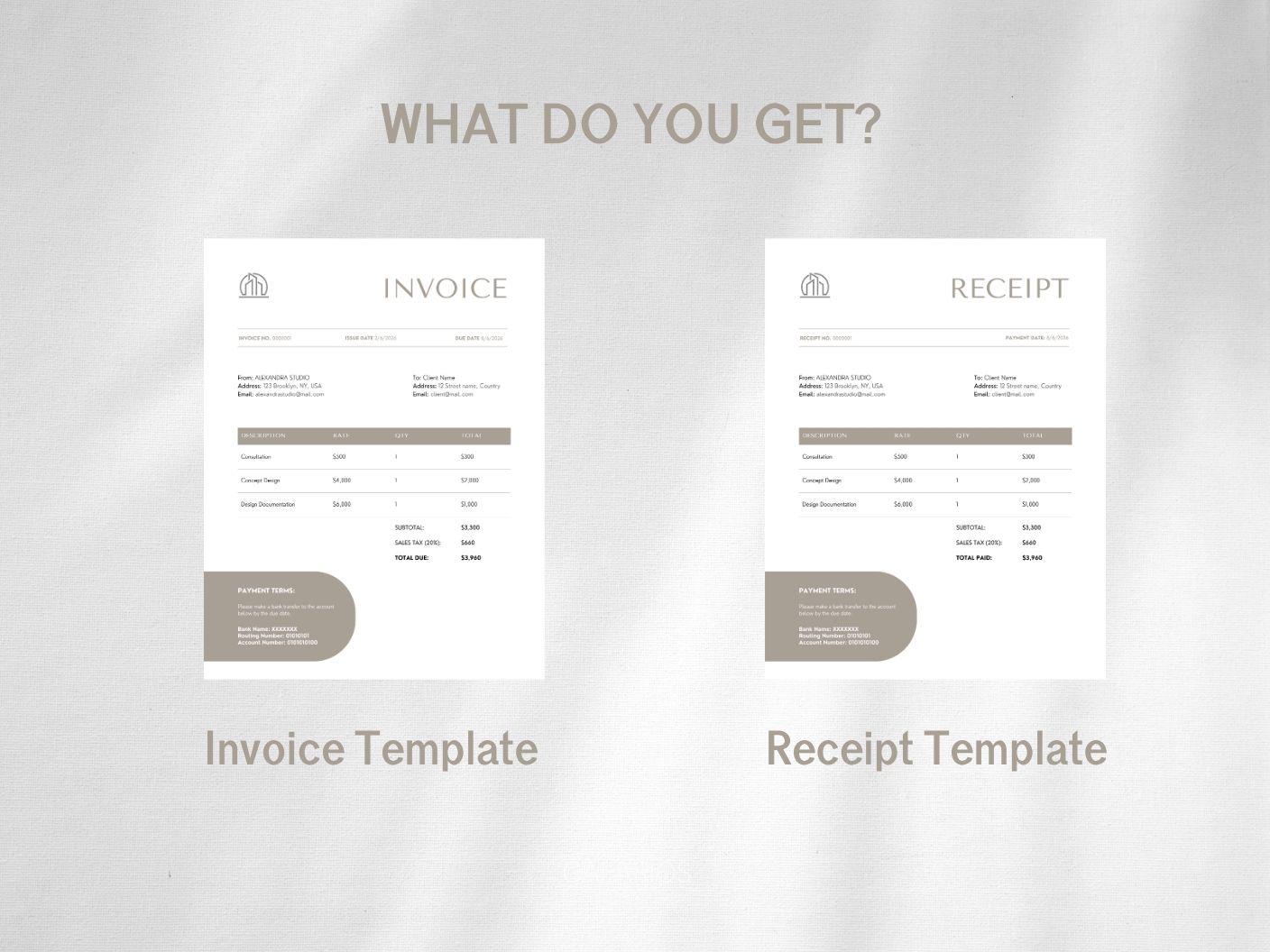 Invoice and Receipt Template for Interior Designers, Interior Design ...