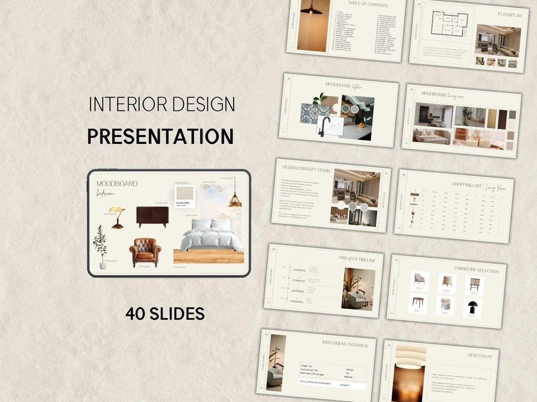 Interior Design Presentation Template for Project Proposals - Etsy