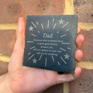 Coaster for Dad Gift for Dad Father&#39;s Day Gift Dad Birthday Present Engraved Drink Coaster Gift for Him Slate Coaster Present for Dad Idea
