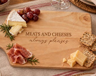 Personalised Christmas Cheese Cutting Board Meats And Cheeses Always Pleases Engraved Wooden Xmas Charcuterie Serving Platter With Handle