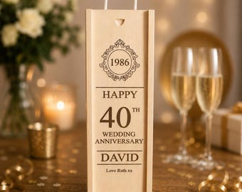 Personalised Wedding Anniversary Wine Box Bride and Groom Gift Engraved Wooden Wine Box Wedding Day Gift Custom Celebration Box Wedding Year