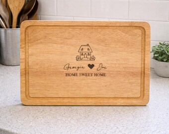 Personalised Wooden Chopping Board Home Sweet Home House Design Custom Names Family Housewarming Gift For Couple