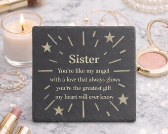 Coaster for Sister Gift for Sister Christmas Sister Gift Sister Birthday Present Cute Sister Quote Coaster Slate Engraved Present Idea Messa