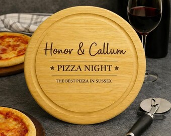Personalised Pizza Board Valentine’s Gift for Couples Custom Date Night Romantic Kitchen Decor Engraved Wooden Tray