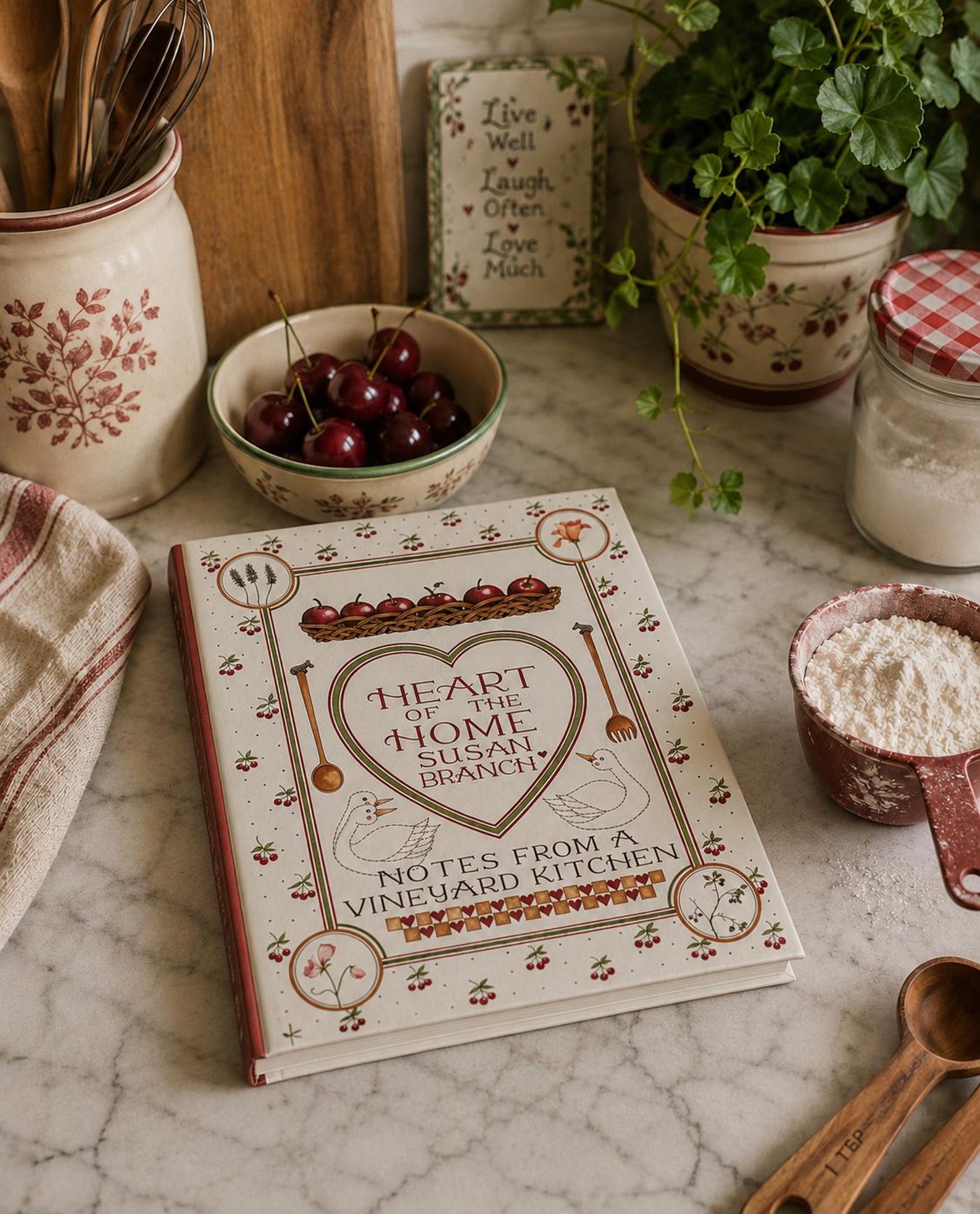 Vintage Susan Branch Cookbook, Heart of the Home, Vineyard Kitchen Recipes, Cottage Core Decor