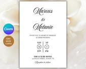 Printable Wedding Invitation Card: Classic Invite Template, Instant Digital Download