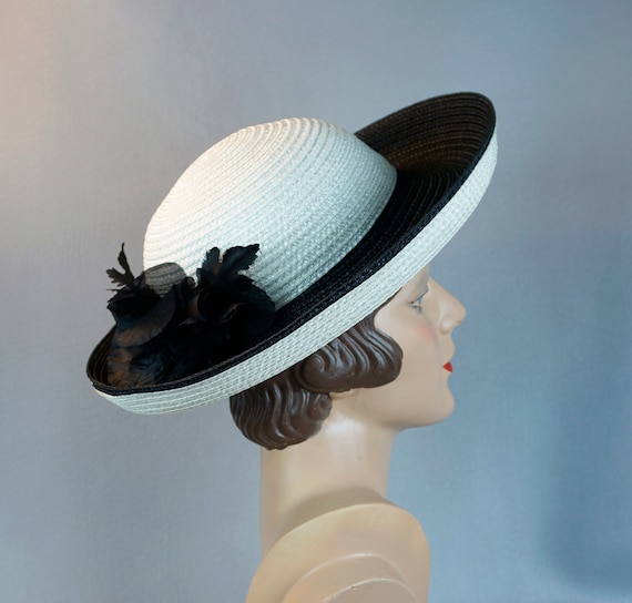 Vintage Hat, Black and White Breton, Frank Olive S