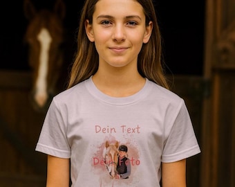 Individuelles Pferde Shirt - Dein Foto + Text - Personalisiertes Pferde Geburtstagsgeschenk - Geschenk Reiterin & Pferdemädchen