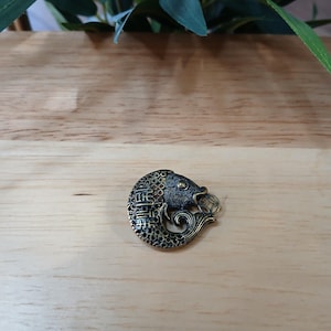 Vintage Asian Koi Fish Pendant, Good Luck Prosperity Charm, Chinese Coin Symbol, Antique Tone Dragon Fish Necklace Charm