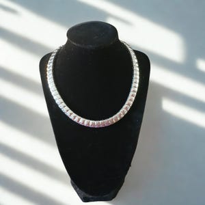 Vintage .925 Sterling Silver Choker Necklace, Heavy 63.7g Snake Chain, Sleek Modernist Link Design