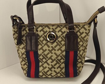 Tommy Hilfiger Vintage Signature Monogram Crossbody Micro Tote Bag