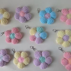 Crochet flower keyring