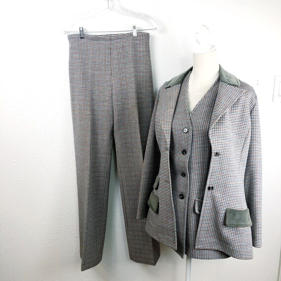 Vintage Jantzen Womens 3 Piece Pants Suit Plaid Po
