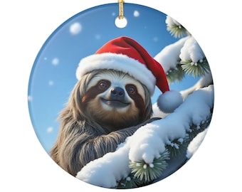 Festive Sloth Ornament: Holiday Decor, Christmas Tree Hanging, Gift for Sloth Lovers, Home Decoration, Cute Animal Decor