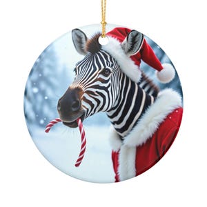 Festive Zebra Ornament - Unique Ceramic Decoration for Christmas, Holiday Decor, Gift Idea, Ornament, Home Decoration