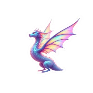 Iridescent Dragon Stickers, Mystical Dragon Decals, Fantasy Creature Sticker Set, Laptop Decal, Water Bottle Sticker, Magical Planner