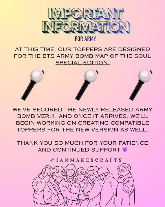 BT21 Inspired Koya Topper for BTS MOTS (SE) Light Stick - Etsy