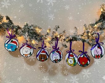 Character Ornament Set – Classic BTS Holiday Hanging Decorations (3D Printed)
