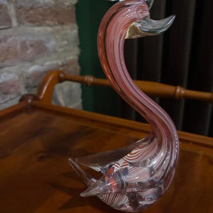 Zeldzame rood-witte en blauwe zwaan van Muranoglas