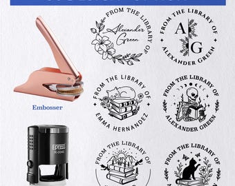 Personalized Book Embosser/Custom Book Stamp/From The Library Of/Library Embosser/Self Inking/Ex Libris/Book Lover Gifts/Back To School Gift