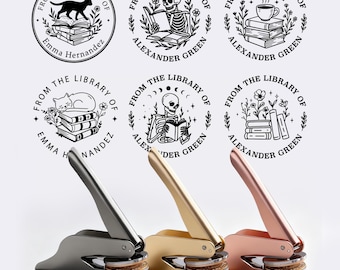 Personalized Book Embosser/Custom Book Stamp/From The Library Of/Library Embosser/Self Inking/Ex Libris/Book Lover Gifts/Back To School Gift