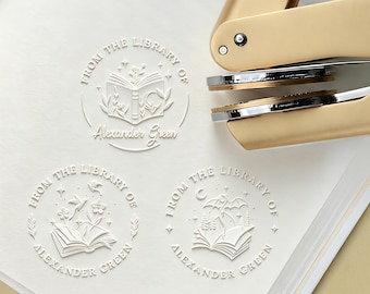 Personalized Book Embosser/Custom Book Stamp/From The Library Of/Library Embosser/Self Inking/Ex Libris/Book Lover Gifts/Gifts for Teachers