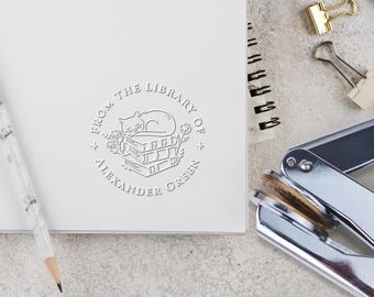 Personalized Book Embosser/Custom Book stamp/From The Library Of Embosser/Self Inking stamp/Ex libris of/Book Belongs to/Book Lover Gift