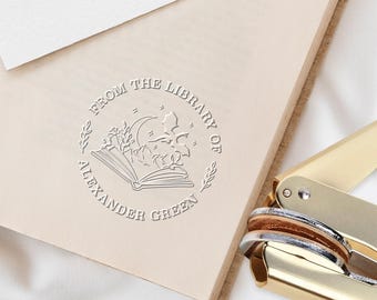 Personalized Book Embosser/Custom Book Stamp/From The Library Of/Library Embosser/Self Inking/Ex Libris/Book Lover Gifts/Back To School Gift
